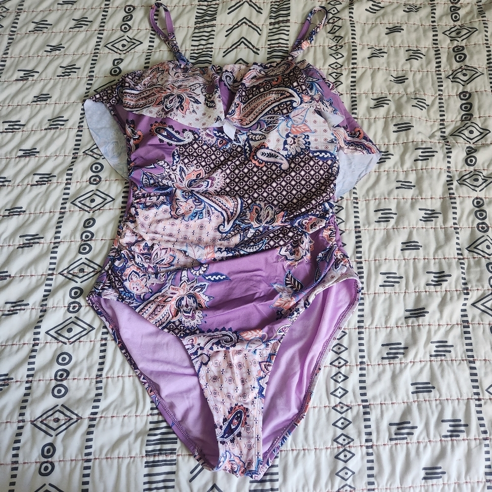 Liz Claiborne Paisley Print One Piece Swimsuit 14